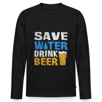 Save water. Drink beer - Men's Premium Organic Long Sleeve Shirt - black - Front - Nico (187cm)