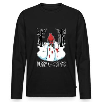 Bad Santa Claus blood Christmas forest - Men's Premium Organic Long Sleeve Shirt - black - Front - Nico (187cm)
