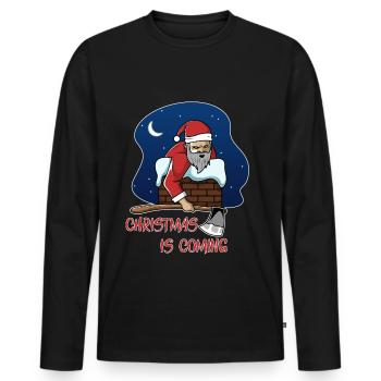 Wicked Santa Claus ax chimney Christmas - Men's Premium Organic Long Sleeve Shirt - black - Front - Nico (187cm)