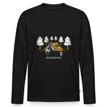 CAMPER CAMPEN #CAMPING TENTS CAMPING - T-shirt manches longues Premium bio Homme - noir - Devant - Nico (187cm)