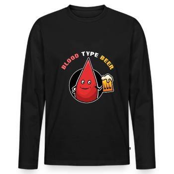 Goutte de sang bière de type sanguin - T-shirt manches longues Premium bio Homme - noir - Devant - Nico (187cm)