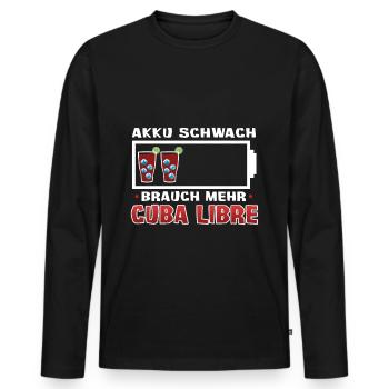 AKKU SCHWACH BRAUCHE MEHR CUBA LIBRE - Männer Premium Bio Langarmshirt - Schwarz - Vorne - Nico (187cm)