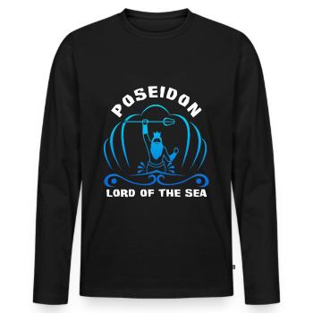 Dire l'eau - Poséidon seigneur de la mer - T-shirt manches longues Premium bio Homme - noir - Devant - Nico (187cm)