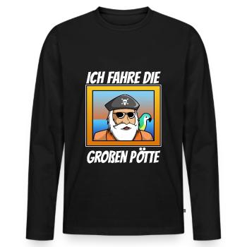 Harald Krull - Ich fahre die großen Pötte - Männer Premium Bio Langarmshirt - Schwarz - Vorne - Nico (187cm)