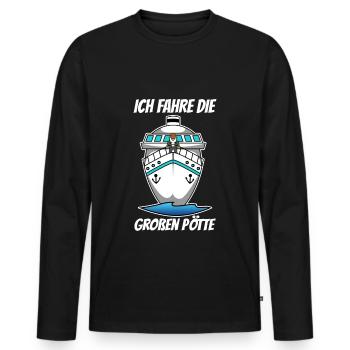 Harald Krull - Ich fahre die großen Pötte - Männer Premium Bio Langarmshirt - Schwarz - Vorne - Nico (187cm)