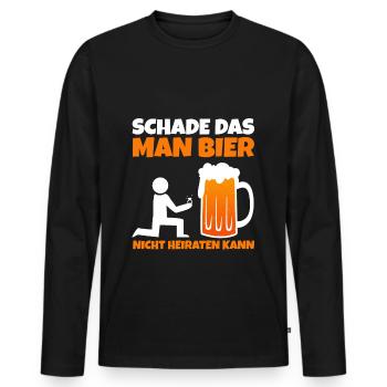 Schade das man Bier nicht - Männer Premium Bio Langarmshirt - Schwarz - Vorne - Nico (187cm)