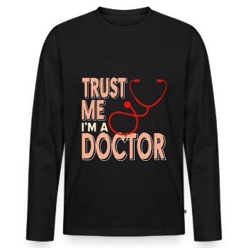 Docteur - Faites-moi confiance chez un docteur - T-shirt manches longues Premium bio Homme - noir - Devant - Nico (187cm)