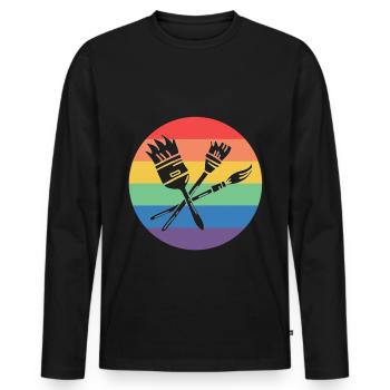 Peintre - T-shirt manches longues Premium bio Homme - noir - Devant - Nico (187cm)
