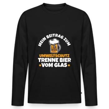 Mein Beitrag zum Umweltschutz trenne Bier vom Glas - Männer Premium Bio Langarmshirt - Schwarz - Vorne - Nico (187cm)