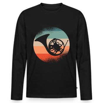 French Horn Horn player - Men's Premium Organic Long Sleeve Shirt - black - Front - Nico (187cm)