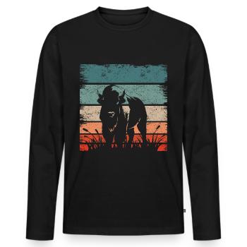 Rétro Vintage Bison Américain Bison - T-shirt manches longues Premium bio Homme - noir - Devant - Nico (187cm)