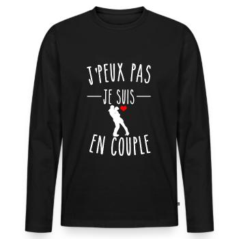 JE PEUX PAS JE SUIS EN COUPLE - HUMOUR - EN COUPLE - T-shirt manches longues Premium bio Homme - noir - Devant - Nico (187cm)