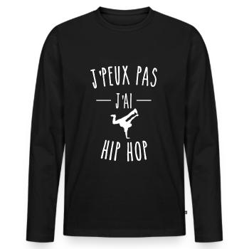 J'PEUX PAS J'AI HIP HOP - T-shirt manches longues Premium bio Homme - noir - Devant - Nico (187cm)