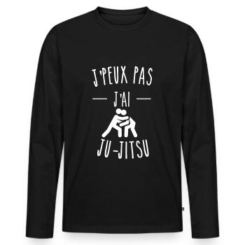 je peux pas j ai ju-jitsu - T-shirt manches longues Premium bio Homme - noir - Devant - Nico (187cm)