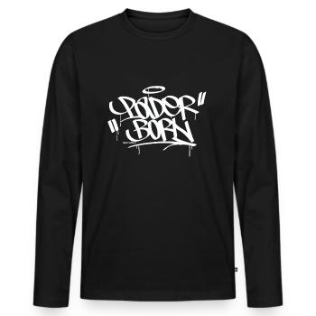 Paderborn Graffiti T shirt - Männer Premium Bio Langarmshirt - Schwarz - Vorne - Nico (187cm)