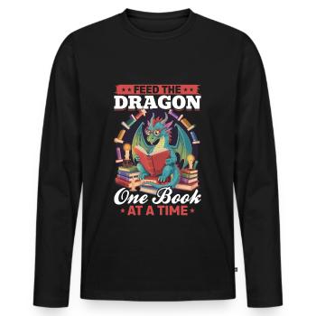 Fantasy Book reading Mythical Creatures - Männer Premium Bio Langarmshirt - Schwarz - Vorne - Nico (187cm)