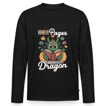 Fantasy Book reading Mythical Creatures - Männer Premium Bio Langarmshirt - Schwarz - Vorne - Nico (187cm)