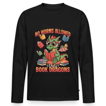 Fantasy Book reading Mythical Creatures - Männer Premium Bio Langarmshirt - Schwarz - Vorne - Nico (187cm)