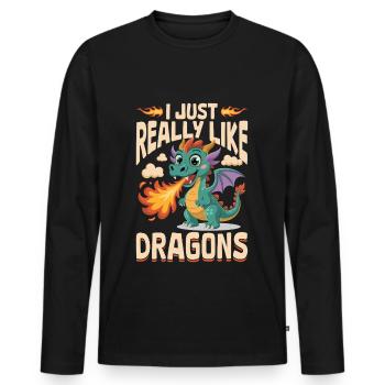 Fantasy Dragon Mythical Creatures - Men's Premium Organic Long Sleeve Shirt - black - Front - Nico (187cm)