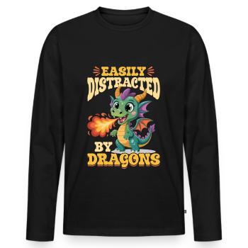 Fantasy Dragon Mythical Creatures - Men's Premium Organic Long Sleeve Shirt - black - Front - Nico (187cm)