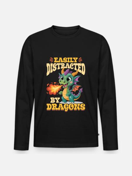Fantasy Dragon Mythical Creatures - Männer Premium Bio Langarmshirt - Schwarz