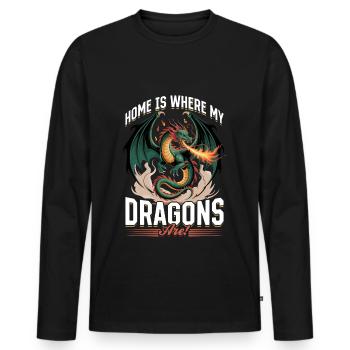 Fantasy Dragon Mythical Creatures - Men's Premium Organic Long Sleeve Shirt - black - Front - Nico (187cm)
