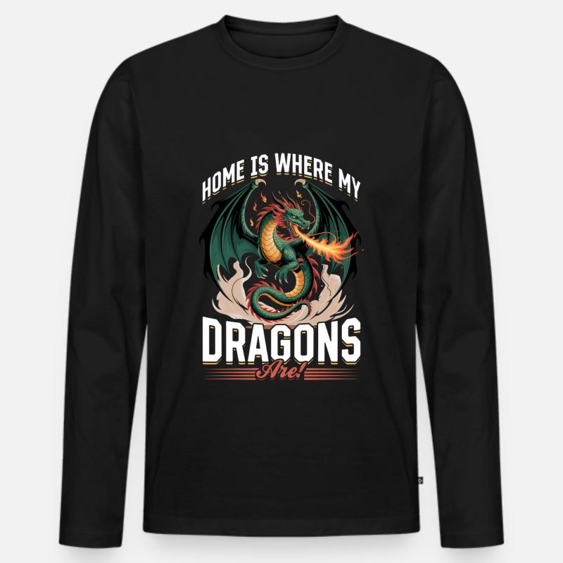 Fantasy Dragon Mythical Creatures - Men's Premium Organic Long Sleeve Shirt - black