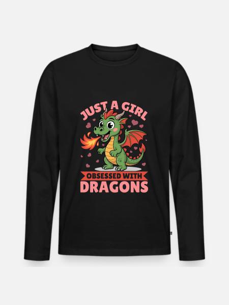 Fantasy Dragon Mythical Creatures - Männer Premium Bio Langarmshirt - Schwarz