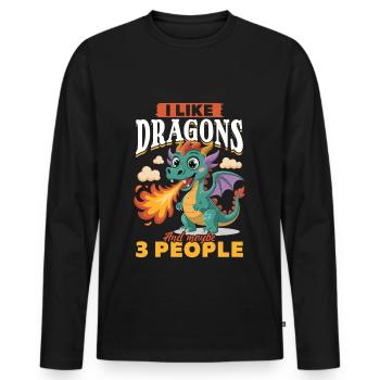 Fantasy Dragon Mythical Creatures - Men's Premium Organic Long Sleeve Shirt - black - Front - Nico (187cm)