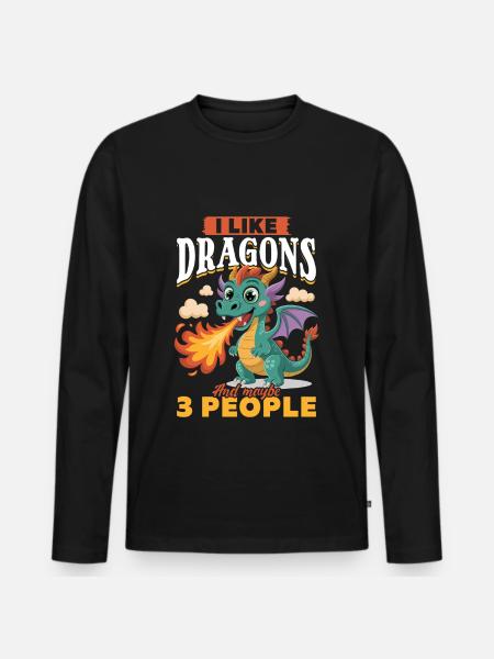 Fantasy Dragon Mythical Creatures - Männer Premium Bio Langarmshirt - Schwarz