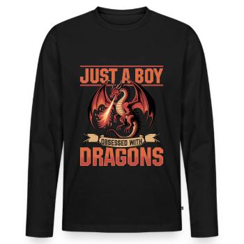 Créatures mythiques de dragon fantastique - T-shirt manches longues Premium bio Homme - noir - Devant - Nico (187cm)