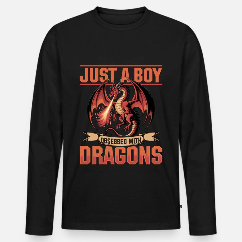 Fantasy Dragon Mythical Creatures - Männer Premium Bio Langarmshirt - Schwarz