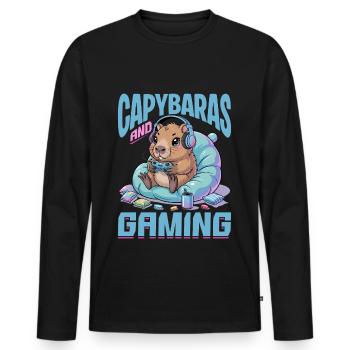 Gamer Gaming Capybara Video Game - Männer Premium Bio Langarmshirt - Schwarz - Vorne - Nico (187cm)