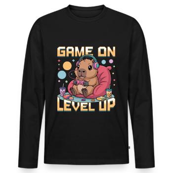 Gamer Gaming Capybara Video Game - Männer Premium Bio Langarmshirt - Schwarz - Vorne - Nico (187cm)