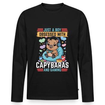 Gamer Gaming Capybara Video Game - Männer Premium Bio Langarmshirt - Schwarz - Vorne - Nico (187cm)