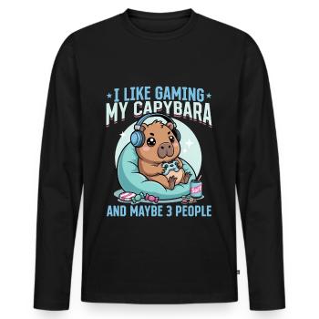 Gamer Gaming Capybara Video Game - Männer Premium Bio Langarmshirt - Schwarz - Vorne - Nico (187cm)