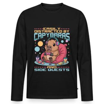 Gamer Gaming Capybara Video Game - Männer Premium Bio Langarmshirt - Schwarz - Vorne - Nico (187cm)
