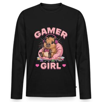 Gamer Gaming Capybara Video Game - Männer Premium Bio Langarmshirt - Schwarz - Vorne - Nico (187cm)