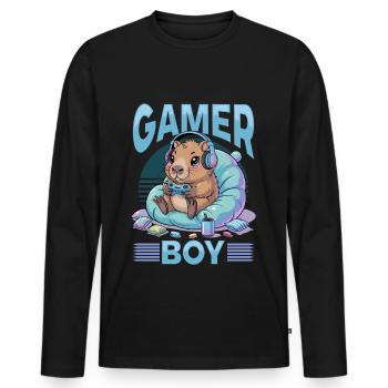 Gamer Gaming Capybara Video Game - Männer Premium Bio Langarmshirt - Schwarz - Vorne - Nico (187cm)