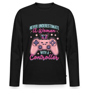 Gamer Gaming Controller Video Game - Männer Premium Bio Langarmshirt - Schwarz - Vorne - Nico (187cm)