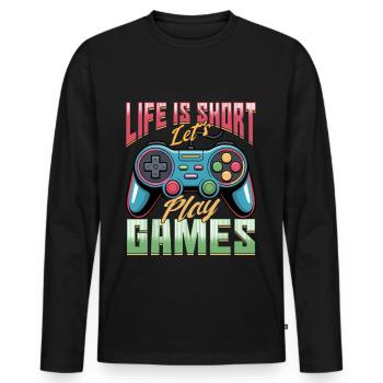 Gamer Gaming Controller Video Game - Männer Premium Bio Langarmshirt - Schwarz - Vorne - Nico (187cm)