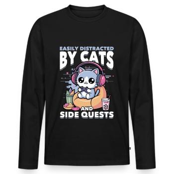 Gamer Gaming Cat Video Game - Men's Premium Organic Long Sleeve Shirt - black - Front - Nico (187cm)