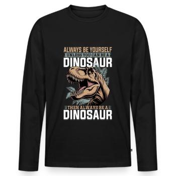 Dinosaur T-Rex kids - Men's Premium Organic Long Sleeve Shirt - black - Front - Nico (187cm)