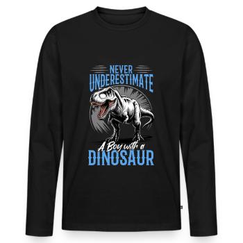Dinosaur T-Rex kids - Männer Premium Bio Langarmshirt - Schwarz - Vorne - Nico (187cm)