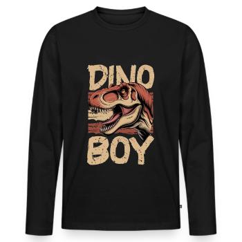 Dinosaur T-Rex kids - Men's Premium Organic Long Sleeve Shirt - black - Front - Nico (187cm)