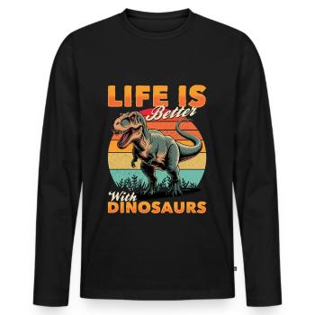 Dinosaur T-Rex kids - Men's Premium Organic Long Sleeve Shirt - black - Front - Nico (187cm)
