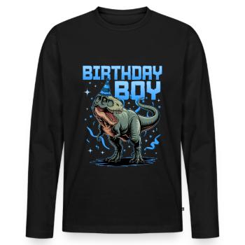 Dinosaur T-Rex kids - Men's Premium Organic Long Sleeve Shirt - black - Front - Nico (187cm)