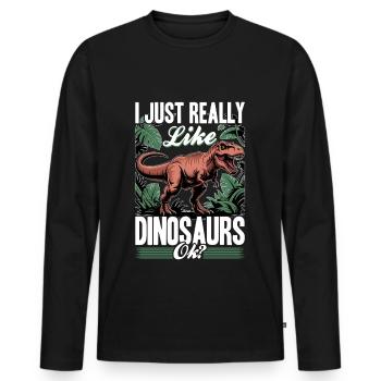 Dinosaur T-Rex kids - Men's Premium Organic Long Sleeve Shirt - black - Front - Nico (187cm)