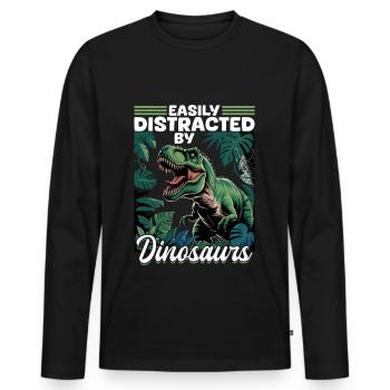 Dinosaur T-Rex kids - Men's Premium Organic Long Sleeve Shirt - black - Front - Nico (187cm)