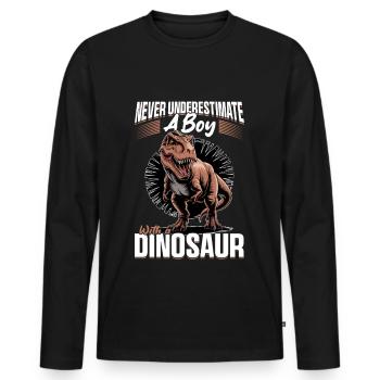 Dinosaur T-Rex kids - Men's Premium Organic Long Sleeve Shirt - black - Front - Nico (187cm)